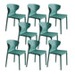 Contemporary Plastic Side Chair Wingback Kitchen Dining Room Chair Blackish Green 8 Piece Set Clearhalo 'Dining Chairs' 'Dining Tables & Seating' 'dining_chair' 'furn' 'furn_dining_chair' 'Furniture' 'furniture_dining_chair' 'Kitchen & Dining Furniture' 5082606