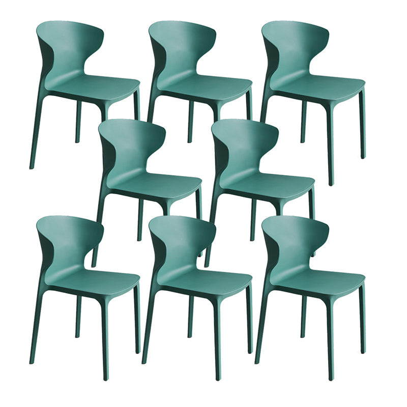 Contemporary Plastic Side Chair Wingback Kitchen Dining Room Chair Blackish Green 8 Piece Set Clearhalo 'Dining Chairs' 'Dining Tables & Seating' 'dining_chair' 'furn' 'furn_dining_chair' 'Furniture' 'furniture_dining_chair' 'Kitchen & Dining Furniture' 5082606