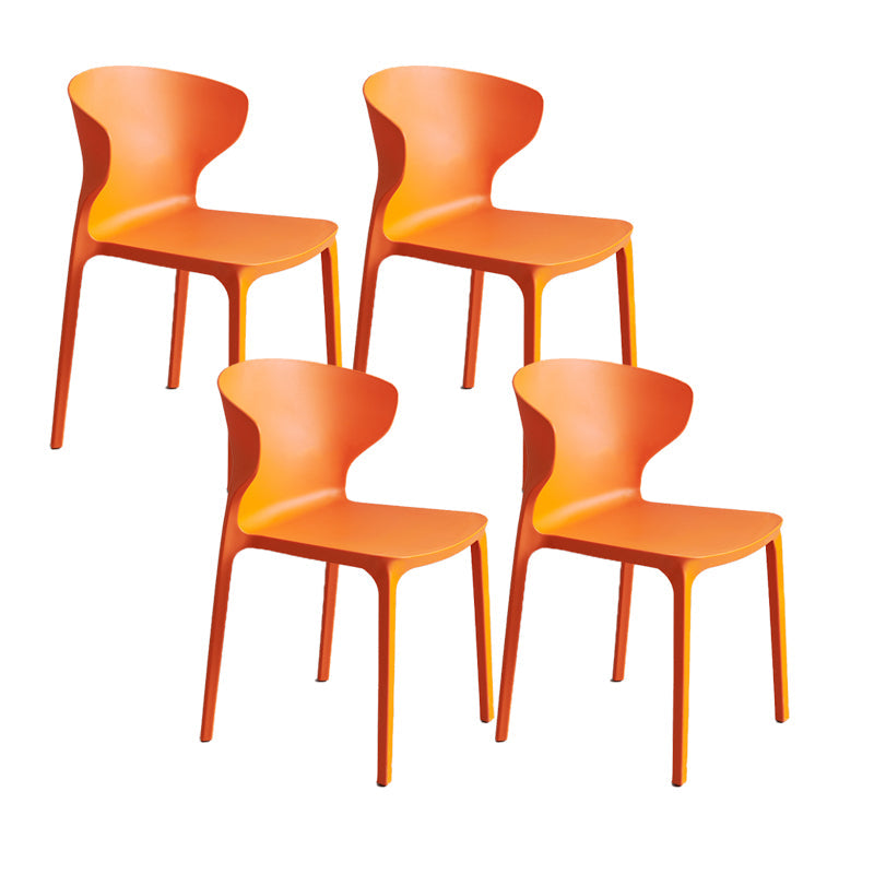 Contemporary Plastic Side Chair Wingback Kitchen Dining Room Chair Orange 4 Piece Set Clearhalo 'Dining Chairs' 'Dining Tables & Seating' 'dining_chair' 'furn' 'furn_dining_chair' 'Furniture' 'furniture_dining_chair' 'Kitchen & Dining Furniture' 5082607