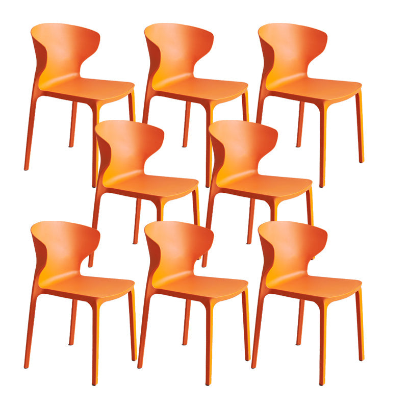 Contemporary Plastic Side Chair Wingback Kitchen Dining Room Chair Orange 8 Piece Set Clearhalo 'Dining Chairs' 'Dining Tables & Seating' 'dining_chair' 'furn' 'furn_dining_chair' 'Furniture' 'furniture_dining_chair' 'Kitchen & Dining Furniture' 5082608