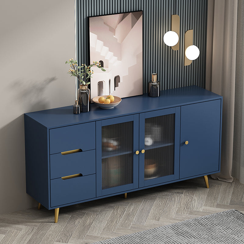 3-Drawer Engineered Wood Sideboard Modern Glass Doors Cabinets Credenza for Living Room Clearhalo 'buffet_sideboard' 'Buffets & Sideboards' 'furn' 'furn_buffet_sideboard' 'Furniture' 'furniture_buffet_sideboard' 'Kitchen & Dining Furniture' 5082615