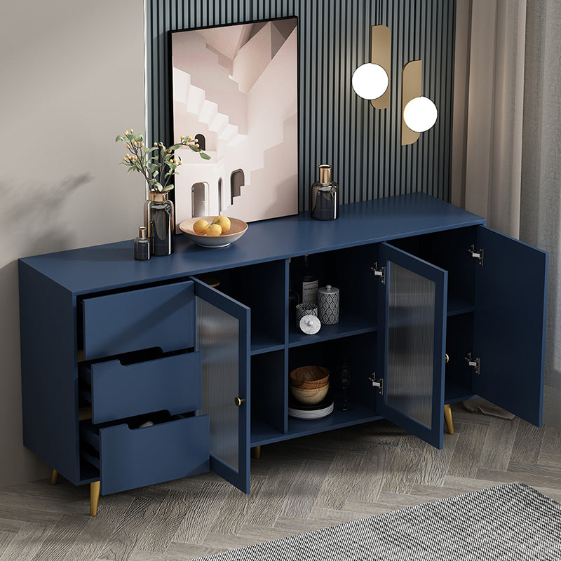 3-Drawer Engineered Wood Sideboard Modern Glass Doors Cabinets Credenza for Living Room Clearhalo 'buffet_sideboard' 'Buffets & Sideboards' 'furn' 'furn_buffet_sideboard' 'Furniture' 'furniture_buffet_sideboard' 'Kitchen & Dining Furniture' 5082616