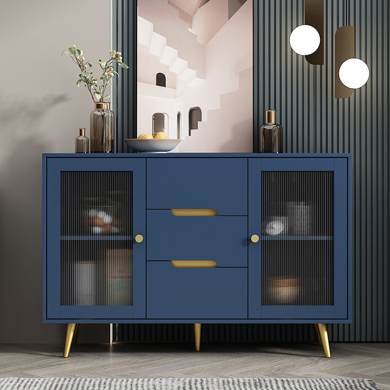 3-Drawer Engineered Wood Sideboard Modern Glass Doors Cabinets Credenza for Living Room Clearhalo 'buffet_sideboard' 'Buffets & Sideboards' 'furn' 'furn_buffet_sideboard' 'Furniture' 'furniture_buffet_sideboard' 'Kitchen & Dining Furniture' 5082618