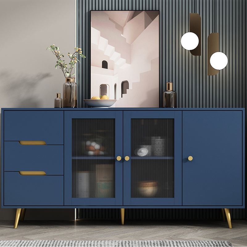 3-Drawer Engineered Wood Sideboard Modern Glass Doors Cabinets Credenza for Living Room Clearhalo 'buffet_sideboard' 'Buffets & Sideboards' 'furn' 'furn_buffet_sideboard' 'Furniture' 'furniture_buffet_sideboard' 'Kitchen & Dining Furniture' 5082630