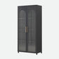 Contemporary Metal Standard Bookcase Closed Back Vertical Bookcase with Glass Door 28"L x 14"W x 59"H Black Clearhalo 'Bookcases' 'furn' 'furn_bookcases' 'Furniture' 'furniture_bookcases' 'Office Furniture' 5082652