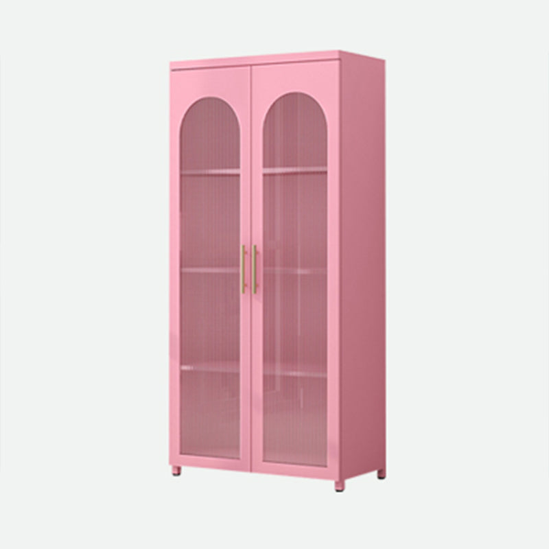 Contemporary Metal Standard Bookcase Closed Back Vertical Bookcase with Glass Door 28"L x 14"W x 59"H Pink Clearhalo 'Bookcases' 'furn' 'furn_bookcases' 'Furniture' 'furniture_bookcases' 'Office Furniture' 5082653