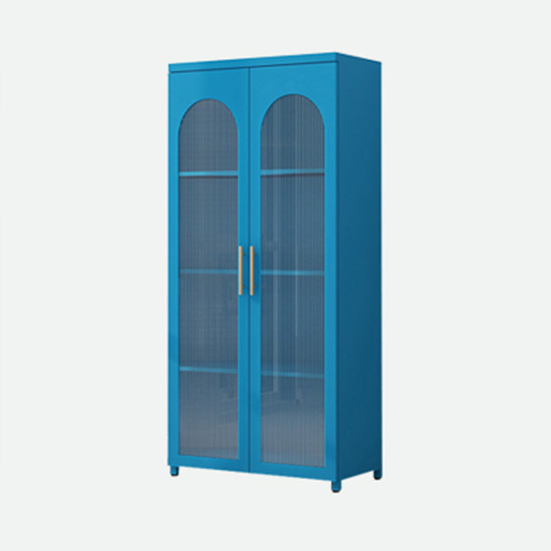 Contemporary Metal Standard Bookcase Closed Back Vertical Bookcase with Glass Door 28"L x 14"W x 59"H Dark Blue Clearhalo 'Bookcases' 'furn' 'furn_bookcases' 'Furniture' 'furniture_bookcases' 'Office Furniture' 5082656