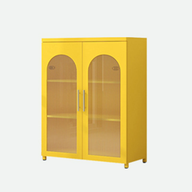 Contemporary Metal Standard Bookcase Closed Back Vertical Bookcase with Glass Door 31.5"L x 13.8"W x 40"H Yellow Clearhalo 'Bookcases' 'furn' 'furn_bookcases' 'Furniture' 'furniture_bookcases' 'Office Furniture' 5082658