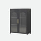 Contemporary Metal Standard Bookcase Closed Back Vertical Bookcase with Glass Door 31.5"L x 13.8"W x 40"H Black Clearhalo 'Bookcases' 'furn' 'furn_bookcases' 'Furniture' 'furniture_bookcases' 'Office Furniture' 5082660