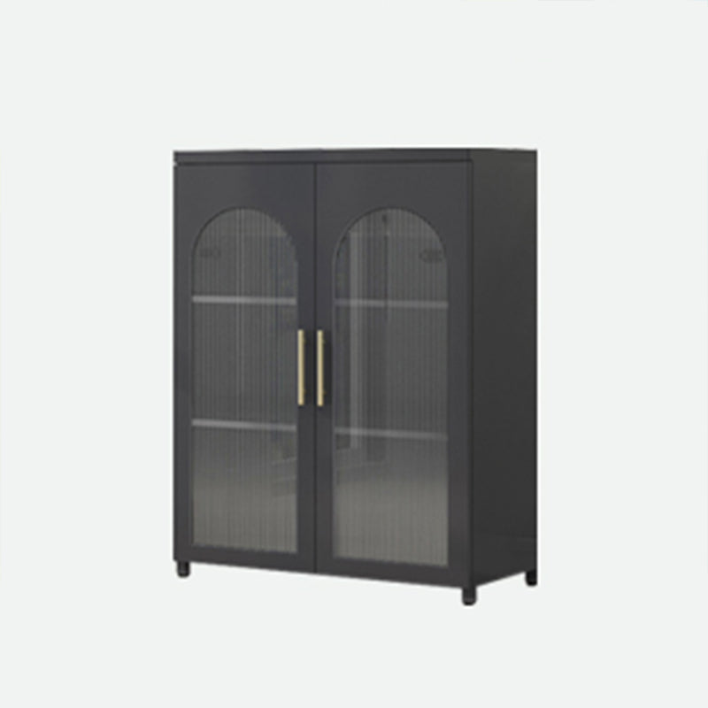 Contemporary Metal Standard Bookcase Closed Back Vertical Bookcase with Glass Door 31.5"L x 13.8"W x 40"H Black Clearhalo 'Bookcases' 'furn' 'furn_bookcases' 'Furniture' 'furniture_bookcases' 'Office Furniture' 5082660