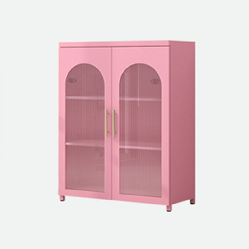 Contemporary Metal Standard Bookcase Closed Back Vertical Bookcase with Glass Door 31.5"L x 13.8"W x 40"H Pink Clearhalo 'Bookcases' 'furn' 'furn_bookcases' 'Furniture' 'furniture_bookcases' 'Office Furniture' 5082664