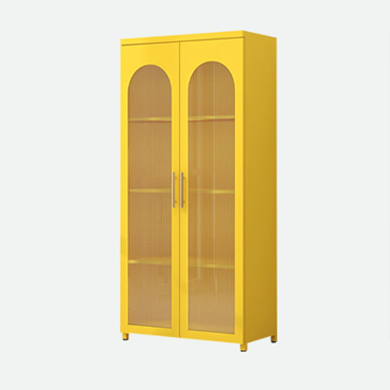 Contemporary Metal Standard Bookcase Closed Back Vertical Bookcase with Glass Door 28"L x 14"W x 59"H Yellow Clearhalo 'Bookcases' 'furn' 'furn_bookcases' 'Furniture' 'furniture_bookcases' 'Office Furniture' 5082671