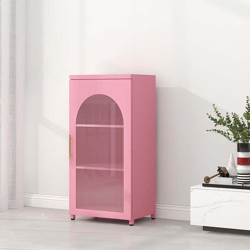 Contemporary Metal Standard Bookcase Closed Back Vertical Bookcase with Glass Door 19.7"L x 13.8"W x 40"H Pink Clearhalo 'Bookcases' 'furn' 'furn_bookcases' 'Furniture' 'furniture_bookcases' 'Office Furniture' 5082680