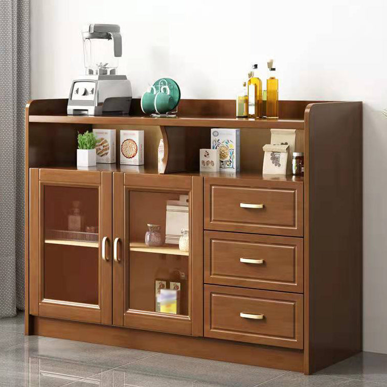 3-Drawer Rubber Wood Sideboard Glam Open Storage Credenza for Living Room Clearhalo 'buffet_sideboard' 'Buffets & Sideboards' 'furn' 'furn_buffet_sideboard' 'Furniture' 'furniture_buffet_sideboard' 'Kitchen & Dining Furniture' 5082687