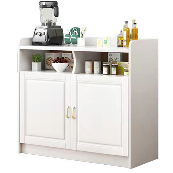 3-Drawer Rubber Wood Sideboard Glam Open Storage Credenza for Living Room 31"L x 16"W x 35"H White Clearhalo 'buffet_sideboard' 'Buffets & Sideboards' 'furn' 'furn_buffet_sideboard' 'Furniture' 'furniture_buffet_sideboard' 'Kitchen & Dining Furniture' 5082688
