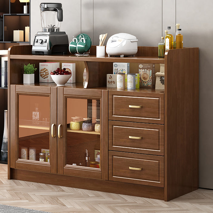 3-Drawer Rubber Wood Sideboard Glam Open Storage Credenza for Living Room Clearhalo 'buffet_sideboard' 'Buffets & Sideboards' 'furn' 'furn_buffet_sideboard' 'Furniture' 'furniture_buffet_sideboard' 'Kitchen & Dining Furniture' 5082689