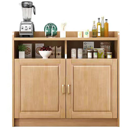 3-Drawer Rubber Wood Sideboard Glam Open Storage Credenza for Living Room 31"L x 16"W x 35"H Natural Clearhalo 'buffet_sideboard' 'Buffets & Sideboards' 'furn' 'furn_buffet_sideboard' 'Furniture' 'furniture_buffet_sideboard' 'Kitchen & Dining Furniture' 5082695