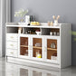 3-Drawer Rubber Wood Sideboard Glam Open Storage Credenza for Living Room 63"L x 16"W x 35"H White Clearhalo 'buffet_sideboard' 'Buffets & Sideboards' 'furn' 'furn_buffet_sideboard' 'Furniture' 'furniture_buffet_sideboard' 'Kitchen & Dining Furniture' 5082701