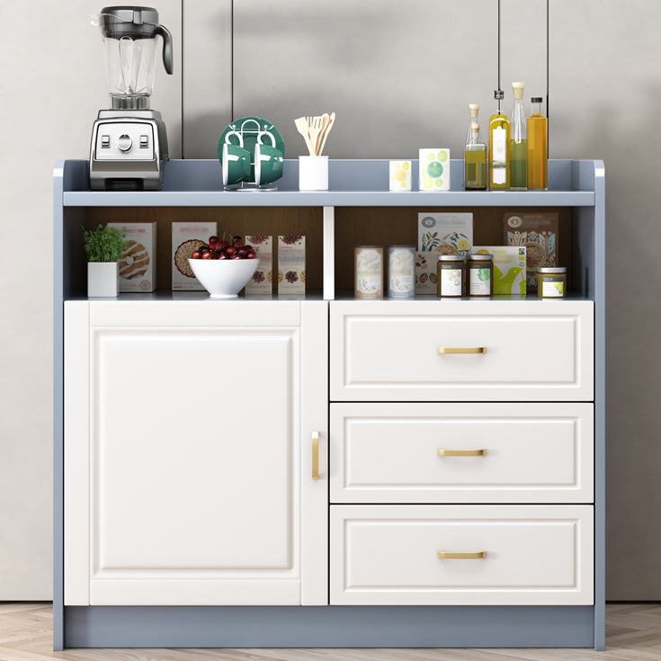 3-Drawer Rubber Wood Sideboard Glam Open Storage Credenza for Living Room 39"L x 16"W x 35"H Gray-White Clearhalo 'buffet_sideboard' 'Buffets & Sideboards' 'furn' 'furn_buffet_sideboard' 'Furniture' 'furniture_buffet_sideboard' 'Kitchen & Dining Furniture' 5082704