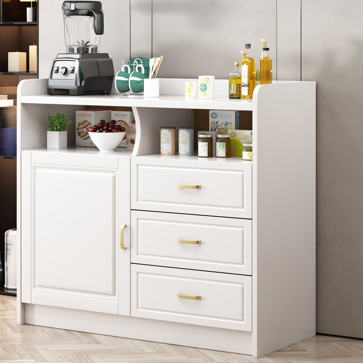 3-Drawer Rubber Wood Sideboard Glam Open Storage Credenza for Living Room 39"L x 16"W x 35"H White Clearhalo 'buffet_sideboard' 'Buffets & Sideboards' 'furn' 'furn_buffet_sideboard' 'Furniture' 'furniture_buffet_sideboard' 'Kitchen & Dining Furniture' 5082707