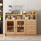 3-Drawer Rubber Wood Sideboard Glam Open Storage Credenza for Living Room 47"L x 16"W x 35"H Natural Clearhalo 'buffet_sideboard' 'Buffets & Sideboards' 'furn' 'furn_buffet_sideboard' 'Furniture' 'furniture_buffet_sideboard' 'Kitchen & Dining Furniture' 5082710