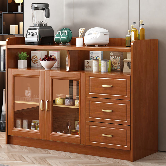 3-Drawer Rubber Wood Sideboard Glam Open Storage Credenza for Living Room 47"L x 16"W x 35"H Red Brown Clearhalo 'buffet_sideboard' 'Buffets & Sideboards' 'furn' 'furn_buffet_sideboard' 'Furniture' 'furniture_buffet_sideboard' 'Kitchen & Dining Furniture' 5082711