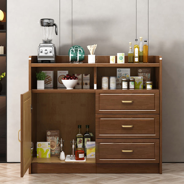3-Drawer Rubber Wood Sideboard Glam Open Storage Credenza for Living Room Clearhalo 'buffet_sideboard' 'Buffets & Sideboards' 'furn' 'furn_buffet_sideboard' 'Furniture' 'furniture_buffet_sideboard' 'Kitchen & Dining Furniture' 5082712
