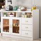 3-Drawer Rubber Wood Sideboard Glam Open Storage Credenza for Living Room 47"L x 16"W x 35"H White Clearhalo 'buffet_sideboard' 'Buffets & Sideboards' 'furn' 'furn_buffet_sideboard' 'Furniture' 'furniture_buffet_sideboard' 'Kitchen & Dining Furniture' 5082714