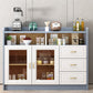 3-Drawer Rubber Wood Sideboard Glam Open Storage Credenza for Living Room 47"L x 16"W x 35"H Gray-White Clearhalo 'buffet_sideboard' 'Buffets & Sideboards' 'furn' 'furn_buffet_sideboard' 'Furniture' 'furniture_buffet_sideboard' 'Kitchen & Dining Furniture' 5082716