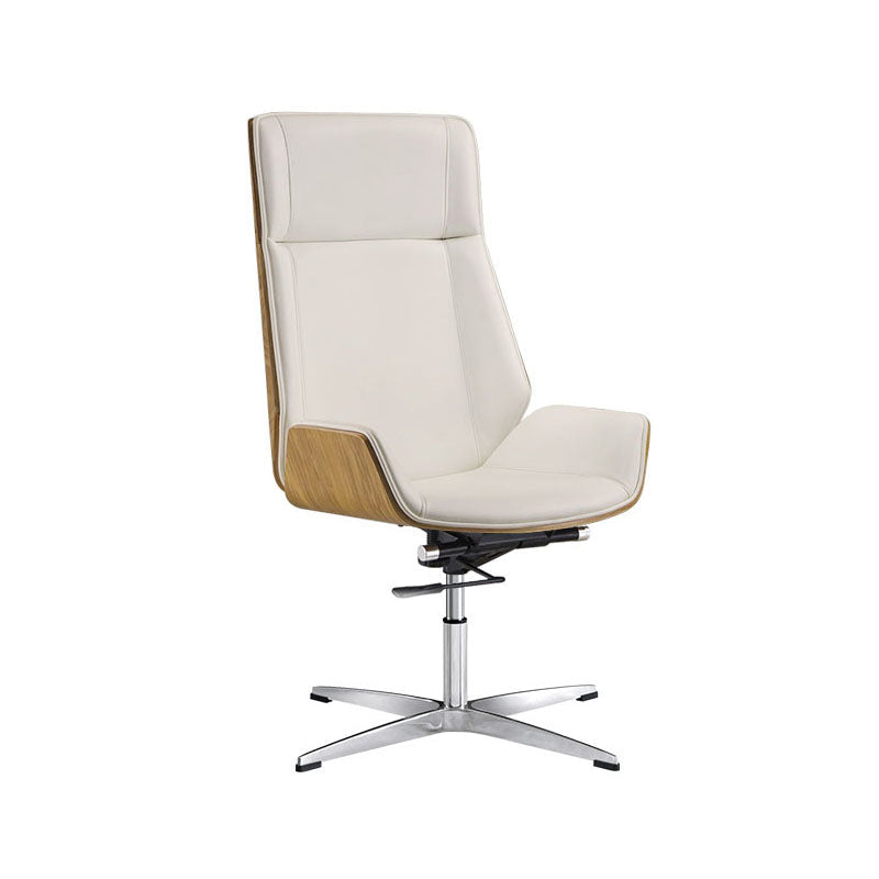 Modern Fixed Arms Managers Chair Height-adjustable Swivel Ergonomic Executive Chair Off-White Casters Not Included Clearhalo 'furn' 'furn_office_chair' 'Furniture' 'furniture_office_chair' 'Office Chairs' 'Office Furniture' 'office_chair' 5082732