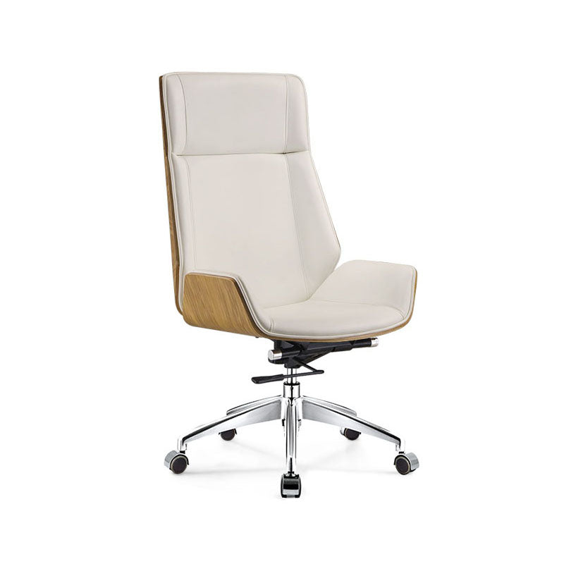 Modern Fixed Arms Managers Chair Height-adjustable Swivel Ergonomic Executive Chair Off-White Casters Included Clearhalo 'furn' 'furn_office_chair' 'Furniture' 'furniture_office_chair' 'Office Chairs' 'Office Furniture' 'office_chair' 5082733