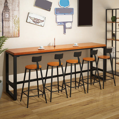 Pine Wood Bar Dining Table Industrial Rectangle Bar Table with Trestle Pedestal for Cafe Without Chairs Clearhalo 'Bar Furniture' 'Bar Tables' 'bar_tables' 'furn' 'furn_bar_tables' 'Furniture' 'furniture_bar_tables' 'Kitchen & Dining Furniture' 5085108