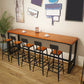 Pine Wood Bar Dining Table Industrial Rectangle Bar Table with Trestle Pedestal for Cafe 86.6"L x 15.7"W x 41.3"H Without Chairs Clearhalo 'Bar Furniture' 'Bar Tables' 'bar_tables' 'furn' 'furn_bar_tables' 'Furniture' 'furniture_bar_tables' 'Kitchen & Dining Furniture' 5085109