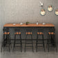 Pine Wood Bar Dining Table Industrial Rectangle Bar Table with Trestle Pedestal for Cafe 78.7"L x 15.7"W x 41.3"H Without Chairs Clearhalo 'Bar Furniture' 'Bar Tables' 'bar_tables' 'furn' 'furn_bar_tables' 'Furniture' 'furniture_bar_tables' 'Kitchen & Dining Furniture' 5085110