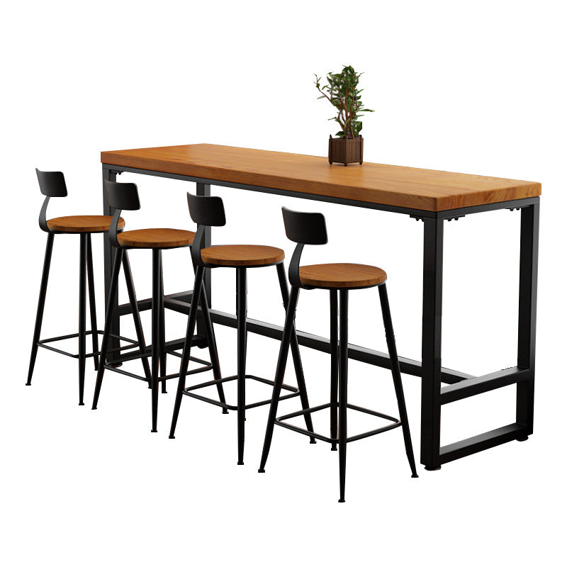 Pine Wood Bar Dining Table Industrial Rectangle Bar Table with Trestle Pedestal for Cafe Clearhalo 'Bar Furniture' 'Bar Tables' 'bar_tables' 'furn' 'furn_bar_tables' 'Furniture' 'furniture_bar_tables' 'Kitchen & Dining Furniture' 5085112