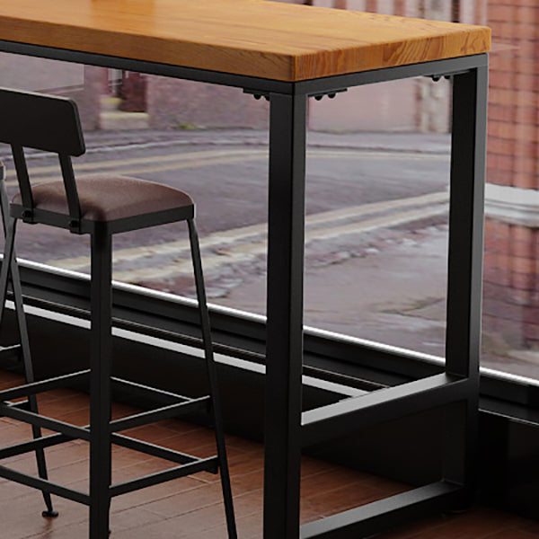 Pine Wood Bar Dining Table Industrial Rectangle Bar Table with Trestle Pedestal for Cafe Clearhalo 'Bar Furniture' 'Bar Tables' 'bar_tables' 'furn' 'furn_bar_tables' 'Furniture' 'furniture_bar_tables' 'Kitchen & Dining Furniture' 5085113