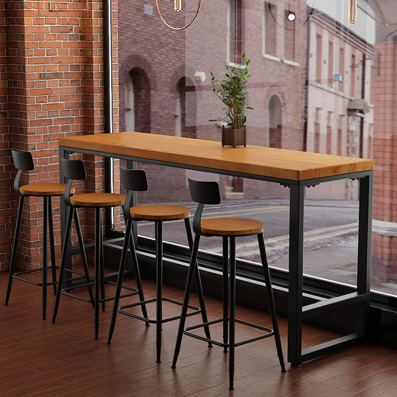Pine Wood Bar Dining Table Industrial Rectangle Bar Table with Trestle Pedestal for Cafe Clearhalo 'Bar Furniture' 'Bar Tables' 'bar_tables' 'furn' 'furn_bar_tables' 'Furniture' 'furniture_bar_tables' 'Kitchen & Dining Furniture' 5085116