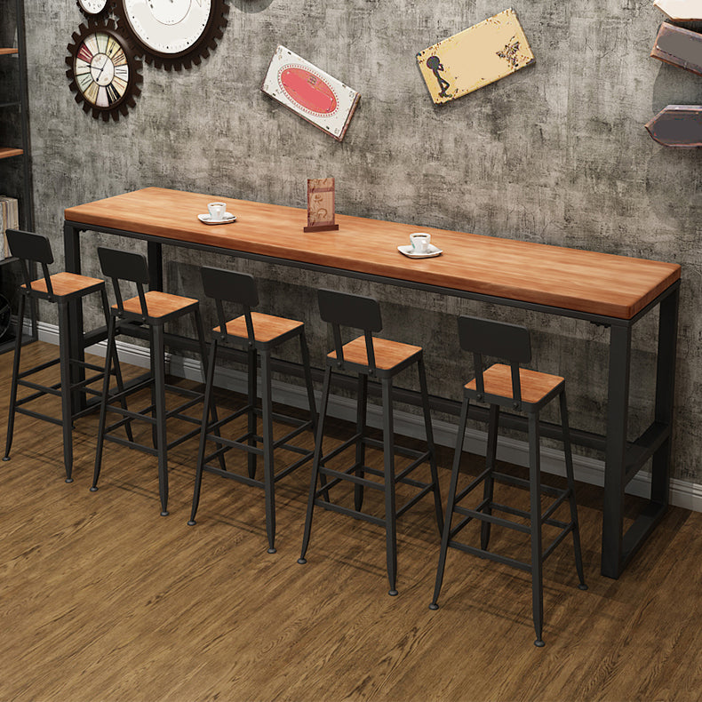Pine Wood Bar Dining Table Industrial Rectangle Bar Table with Trestle Pedestal for Cafe Clearhalo 'Bar Furniture' 'Bar Tables' 'bar_tables' 'furn' 'furn_bar_tables' 'Furniture' 'furniture_bar_tables' 'Kitchen & Dining Furniture' 5085117
