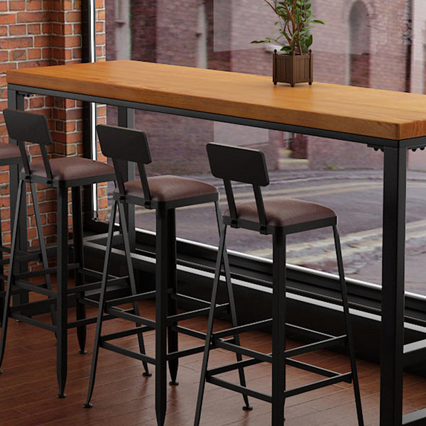 Pine Wood Bar Dining Table Industrial Rectangle Bar Table with Trestle Pedestal for Cafe Clearhalo 'Bar Furniture' 'Bar Tables' 'bar_tables' 'furn' 'furn_bar_tables' 'Furniture' 'furniture_bar_tables' 'Kitchen & Dining Furniture' 5085119