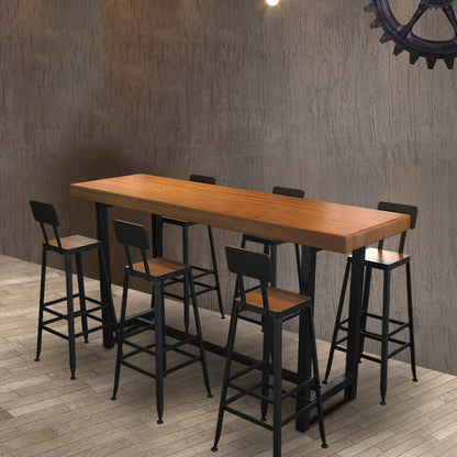 Pine Wood Bar Dining Table Industrial Rectangle Bar Table with Trestle for Cafe Without Chairs Clearhalo 'Bar Furniture' 'Bar Tables' 'bar_tables' 'furn' 'furn_bar_tables' 'Furniture' 'furniture_bar_tables' 'Kitchen & Dining Furniture' 5085133