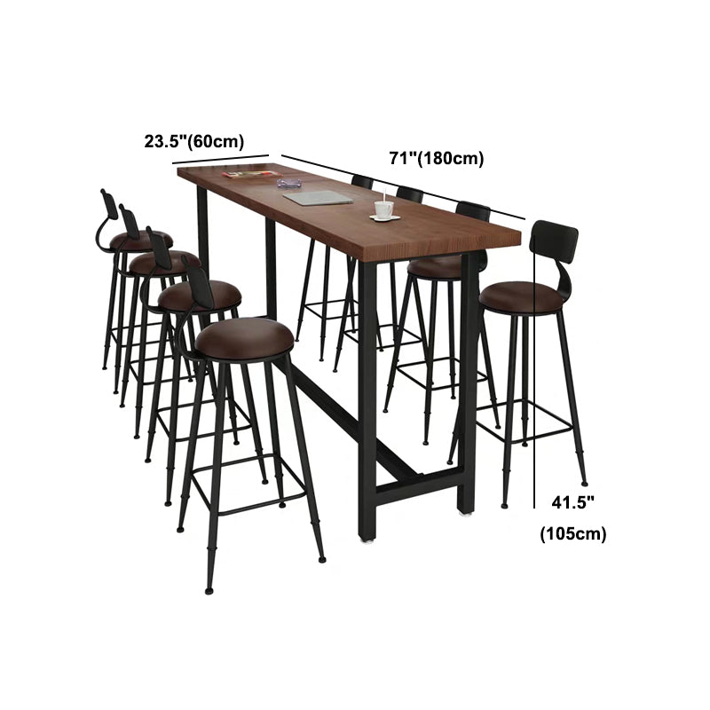 Pine Wood Bar Dining Table Industrial Rectangle Bar Table with Trestle for Cafe Clearhalo 'Bar Furniture' 'Bar Tables' 'bar_tables' 'furn' 'furn_bar_tables' 'Furniture' 'furniture_bar_tables' 'Kitchen & Dining Furniture' 5085152