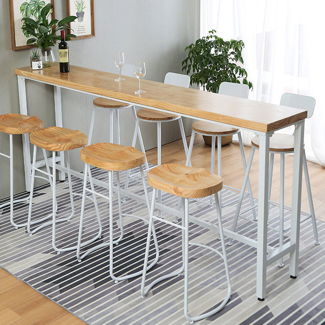 Pine Wood Bar Dining Table Modern Rectangle Bar Table with Trestle for Milk Tea Shop Clearhalo 'Bar Furniture' 'Bar Tables' 'bar_tables' 'furn' 'furn_bar_tables' 'Furniture' 'furniture_bar_tables' 'Kitchen & Dining Furniture' 5085166