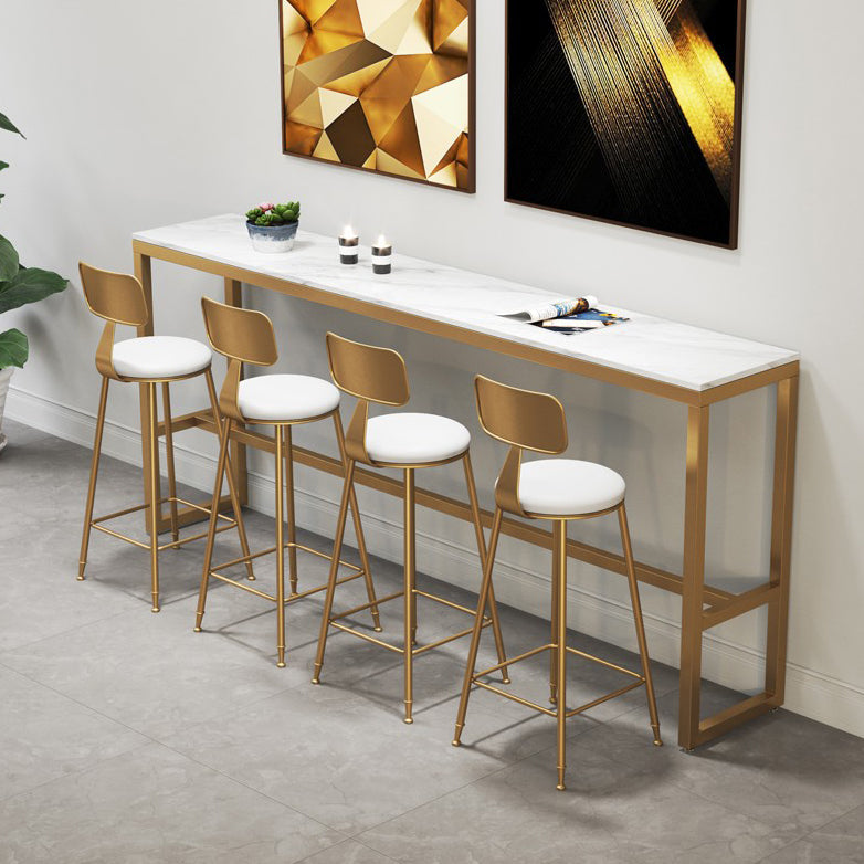 Stone Bar Dining Table Glam Rectangle Bar Table with Trestle Pedestal for Milk Tea Shop Without Chairs Clearhalo 'Bar Furniture' 'Bar Tables' 'bar_tables' 'furn' 'furn_bar_tables' 'Furniture' 'furniture_bar_tables' 'Kitchen & Dining Furniture' 5085180