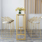 Stone Bar Dining Table Glam Rectangle Bar Table with Trestle Pedestal for Milk Tea Shop Clearhalo 'Bar Furniture' 'Bar Tables' 'bar_tables' 'furn' 'furn_bar_tables' 'Furniture' 'furniture_bar_tables' 'Kitchen & Dining Furniture' 5085190