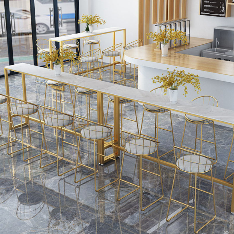Stone Bar Dining Table Glam Rectangle Bar Table with Trestle Pedestal for Milk Tea Shop Clearhalo 'Bar Furniture' 'Bar Tables' 'bar_tables' 'furn' 'furn_bar_tables' 'Furniture' 'furniture_bar_tables' 'Kitchen & Dining Furniture' 5085191