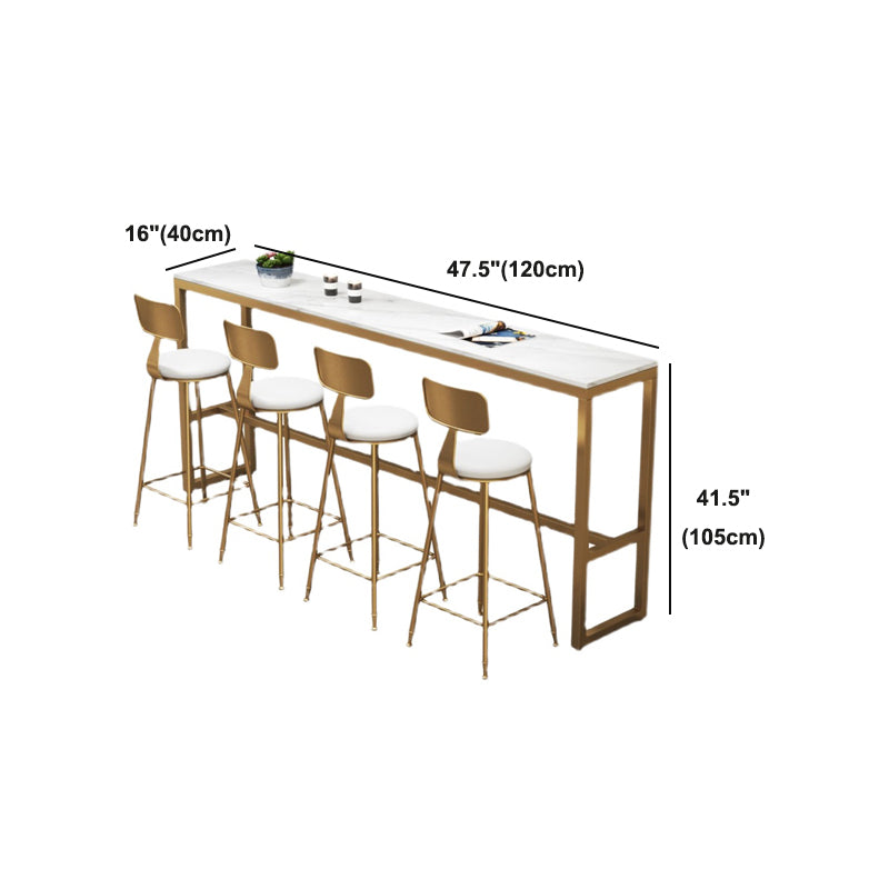 Stone Bar Dining Table Glam Rectangle Bar Table with Trestle Pedestal for Milk Tea Shop Clearhalo 'Bar Furniture' 'Bar Tables' 'bar_tables' 'furn' 'furn_bar_tables' 'Furniture' 'furniture_bar_tables' 'Kitchen & Dining Furniture' 5085193