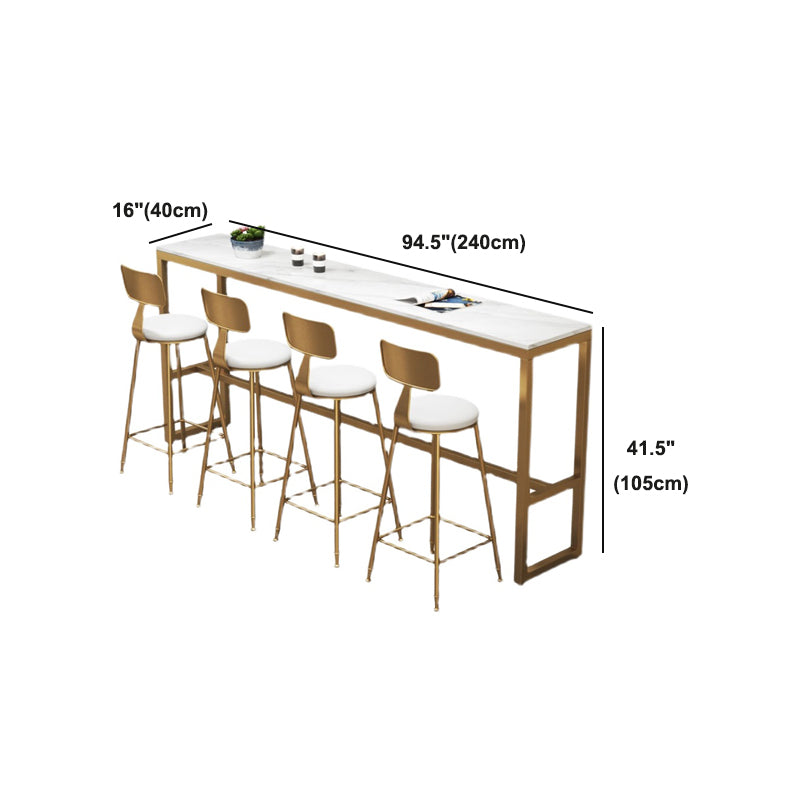Stone Bar Dining Table Glam Rectangle Bar Table with Trestle Pedestal for Milk Tea Shop Clearhalo 'Bar Furniture' 'Bar Tables' 'bar_tables' 'furn' 'furn_bar_tables' 'Furniture' 'furniture_bar_tables' 'Kitchen & Dining Furniture' 5085199