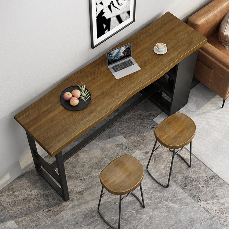 Pine Wood Bar Dining Table Modern Rectangle Bar Table with Trestle for Living Room Clearhalo 'Bar Furniture' 'Bar Tables' 'bar_tables' 'furn' 'furn_bar_tables' 'Furniture' 'furniture_bar_tables' 'Kitchen & Dining Furniture' 5085210