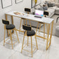 Rectangle Bistro Bar Height Cocktail Table Marble Footrest Indoor Bar Table in Gold 70.9"L x 15.7"W x 41.3"H White-Gold Without Chairs Clearhalo 'Bar Furniture' 'Bar Tables' 'bar_tables' 'furn' 'furn_bar_tables' 'Furniture' 'furniture_bar_tables' 'Kitchen & Dining Furniture' 5085228