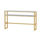 Rectangle Bistro Bar Height Cocktail Table Marble Footrest Indoor Bar Table in Gold Gold-White Without Chairs Clearhalo 'Bar Furniture' 'Bar Tables' 'bar_tables' 'furn' 'furn_bar_tables' 'Furniture' 'furniture_bar_tables' 'Kitchen & Dining Furniture' 5085230